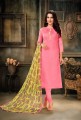 Chanderi Cotton Churidar Suit in Light Pink