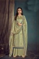 Olive Green Sharara Suit with Cotton Cotton