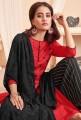 Red Palazzo Suit with Cotton Satin