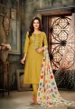 Olive  Churidar Suit with Chanderi Cotton