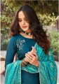 Teal Blue Palazzo Suit with Silk