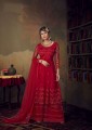 Red color Net Palazzo Suit