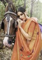 Weaving Silk Orange Saree Blouse