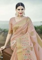Silk Saree with Weaving in Baby Pink