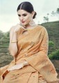 Silk Peach Saree in Weaving