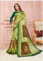 Green Saree with Printed Art Silk