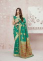Fascinating Silk Saree in Green with Weaving
