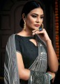 Printed Silk Saree in Grey with Blouse