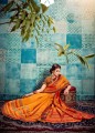 Orange Polyester Saree with Printed
