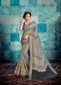 Printed Polyester Saree in Beige