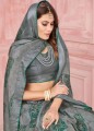 Stunning Printed Linen Grey Saree Blouse