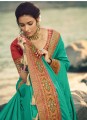 Latest Rama Green Saree with Embroidered Silk