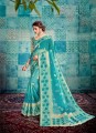 Saree in Blue Tussar Silk with Printed