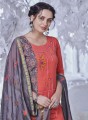 Coral  Churidar Suit in Cotton