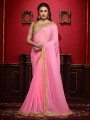 Embroidered Georgette Pink Saree Blouse