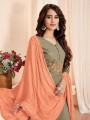 Satin Palazzo Suit with Cotton in Grey