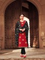 Silk Churidar Suit in Red Silk