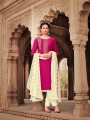 Rani Pink Silk Churidar Suit with Silk