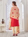 Cotton Red Straight Pant Suit in Cotton