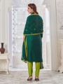 Cotton Straight Pant Suit in Green