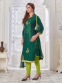 Cotton Straight Pant Suit in Green