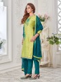 Light Green Cotton Straight Pant Suit in Cotton