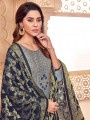 Grey Palazzo Suit in Silk with Silk
