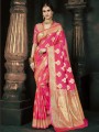 Dazzling Magenta Saree in Banarasi raw silk
