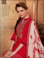 Impressive Red cotton Patiala Suit