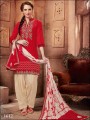 Impressive Red cotton Patiala Suit