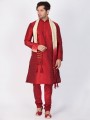 Fashionable Maroon Cotton Silk Ethnic Wear Kurta Readymade Kurta Payjama