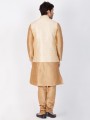 Dazzling Gold Cotton Silk Ethnic Wear Kurta Readymade Kurta Payjama With Jacket