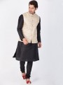 Luring Black Cotton Silk Ethnic Wear Kurta Readymade Kurta Payjama With Jacket
