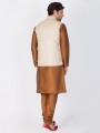 Brown Cotton Silk Ethnic Wear Kurta Readymade Kurta Payjama With Jacket