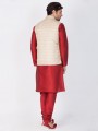 Splendid Maroon Cotton Silk Ethnic Wear Kurta Readymade Kurta Payjama With Jacket