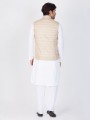 Beautiful White Cotton Ethnic Wear Kurta Readymade Kurta Payjama With Jacket