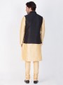Alluring Gold Cotton Silk Ethnic Wear Kurta Readymade Kurta Payjama With Jacket