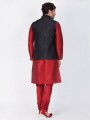 Stunning Maroon Cotton Silk Ethnic Wear Kurta Readymade Kurta Payjama With Jacket