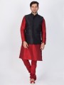Stunning Maroon Cotton Silk Ethnic Wear Kurta Readymade Kurta Payjama With Jacket