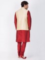 Opulent Maroon Cotton Silk Ethnic Wear Kurta Readymade Kurta Payjama With Jacket