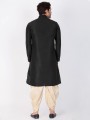 Adorable Black Cotton Silk Ethnic Wear Kurta Readymade Dhoti Kurta