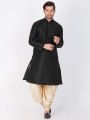Adorable Black Cotton Silk Ethnic Wear Kurta Readymade Dhoti Kurta