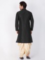 Enticing Black Cotton Silk Ethnic Wear Kurta Readymade Dhoti Kurta