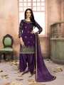 Classy Purple Art Silk Patiala Suit