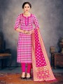 Art Silk Straight Pant Suit in Pink