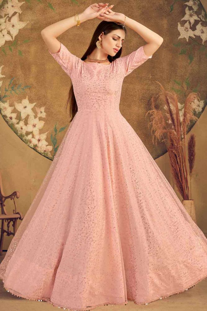 Peach Net Gown Dress