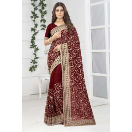 Maroon marriage saree store
