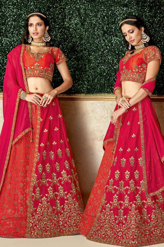 Pink Party Wear Lehenga Choli Online Designer Jacquard Silk Lehenga Choli with Pink Dupatta UK LC5344