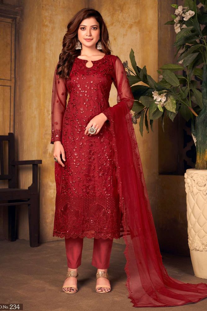 Red net churidar new arrivals