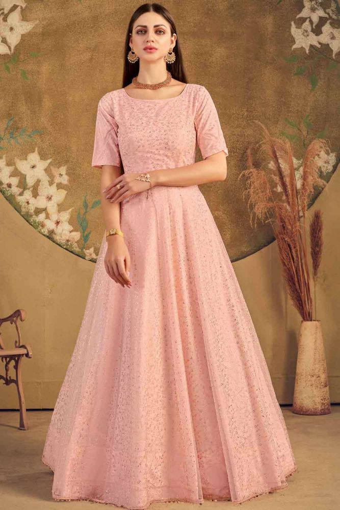 Peach Net Gown Dress